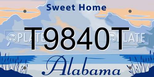 T9840T Alabama License Plate