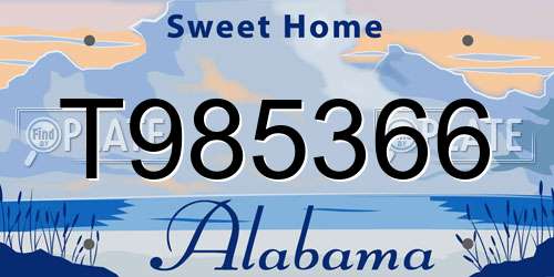 T985366 Alabama License Plate