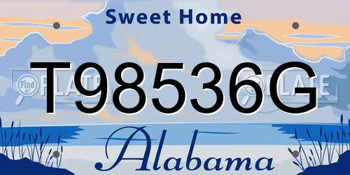 T98536G Alabama License Plate