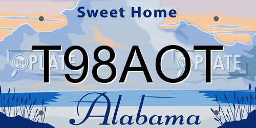 T98AOT Alabama License Plate