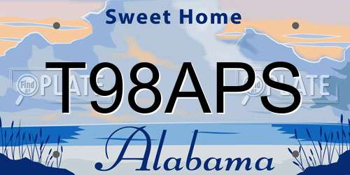 T98APS Alabama License Plate