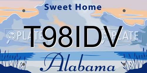 T98IDV Alabama License Plate