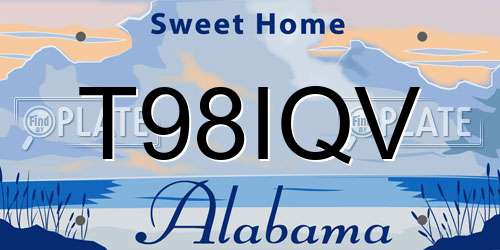 T98IQV Alabama License Plate