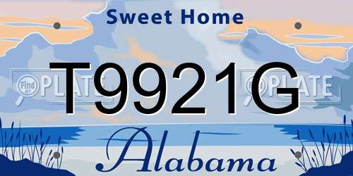T9921G Alabama License Plate