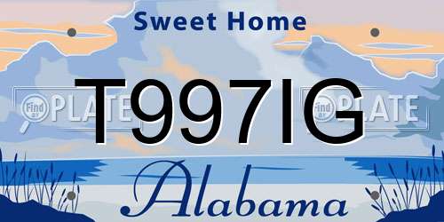 T997IG Alabama License Plate