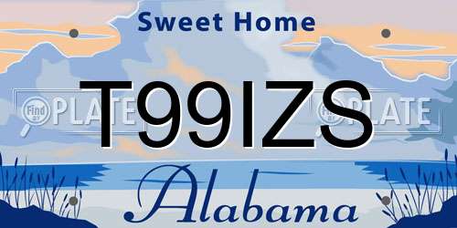 T99IZS Alabama License Plate