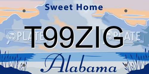 T99ZIG Alabama License Plate