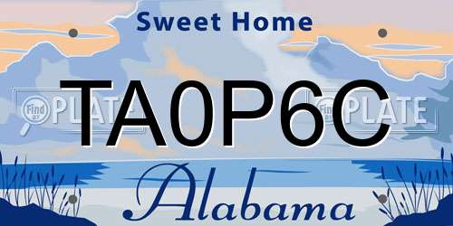TA0P6C Alabama License Plate
