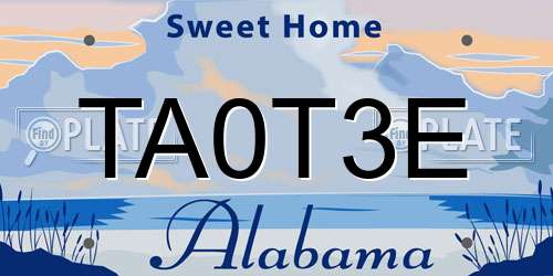 TA0T3E Alabama License Plate