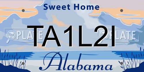 TA1L2I Alabama License Plate