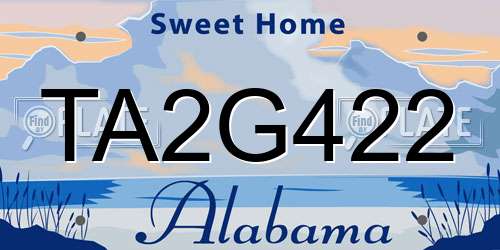 TA2G422 Alabama License Plate