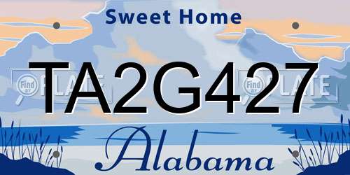 TA2G427 Alabama License Plate