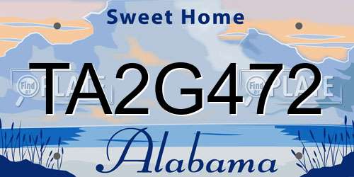 TA2G472 Alabama License Plate