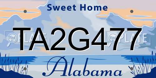 TA2G477 Alabama License Plate