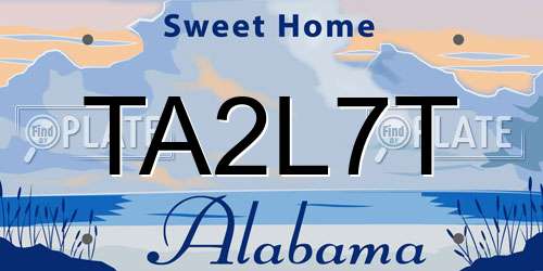 TA2L7T Alabama License Plate
