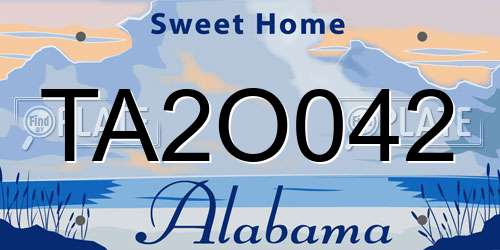TA2O042 Alabama License Plate
