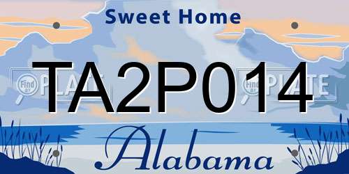 TA2P014 Alabama License Plate