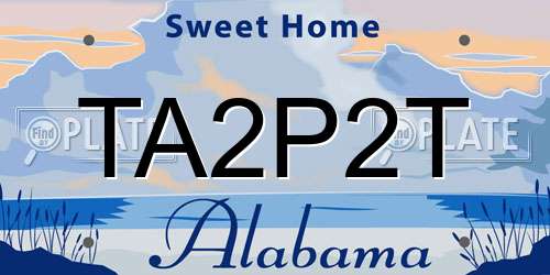 TA2P2T Alabama License Plate