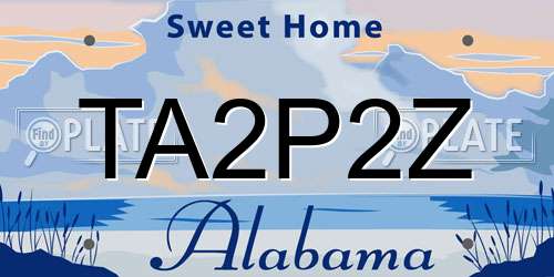 TA2P2Z Alabama License Plate