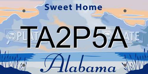 TA2P5A Alabama License Plate