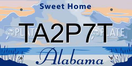 TA2P7T Alabama License Plate