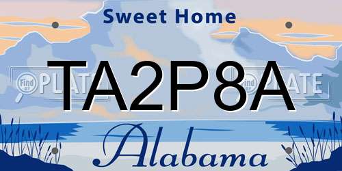 TA2P8A Alabama License Plate