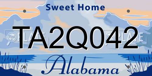 TA2Q042 Alabama License Plate