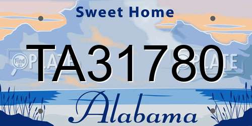 TA31780 Alabama License Plate
