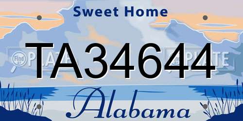 TA34644 Alabama License Plate