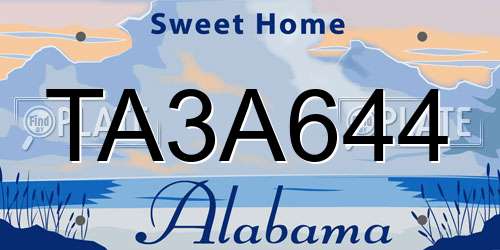 TA3A644 Alabama License Plate