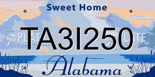 TA3I250 Alabama License Plate