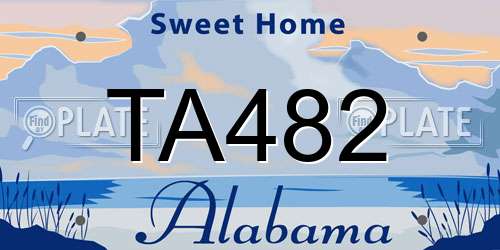 TA482 Alabama License Plate