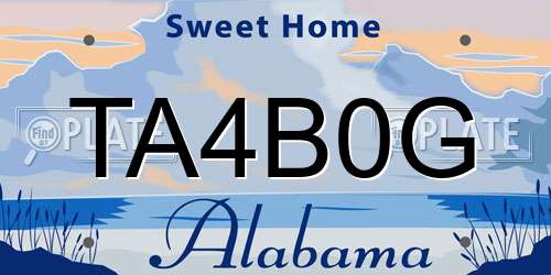 TA4B0G Alabama License Plate