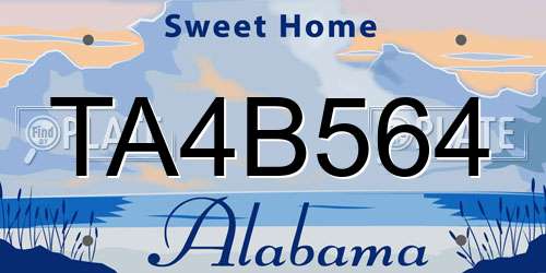 TA4B564 Alabama License Plate