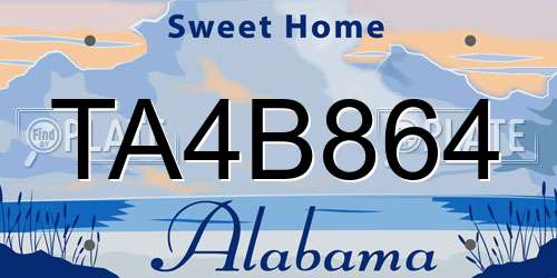 TA4B864 Alabama License Plate