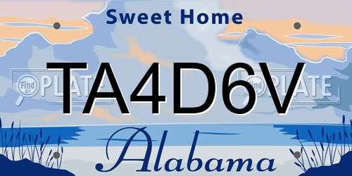 TA4D6V Alabama License Plate
