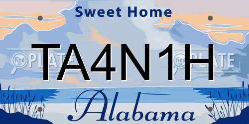 TA4N1H Alabama License Plate
