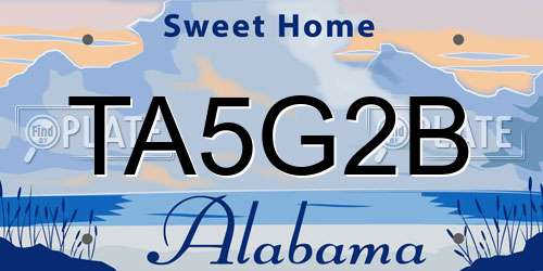 TA5G2B Alabama License Plate