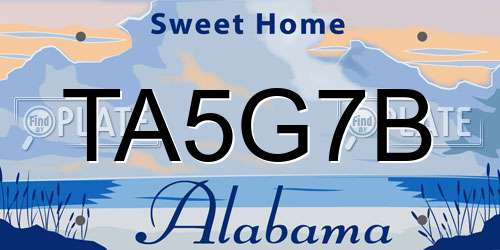 TA5G7B Alabama License Plate