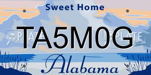 TA5M0G Alabama License Plate