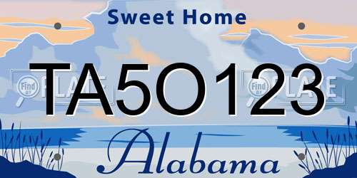 TA5O123 Alabama License Plate