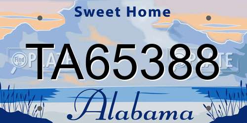 TA65388 Alabama License Plate