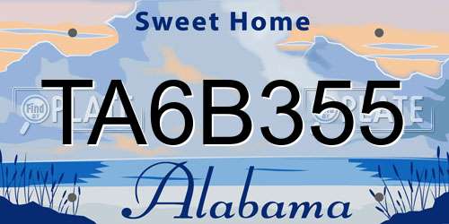 TA6B355 Alabama License Plate
