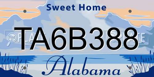 TA6B388 Alabama License Plate