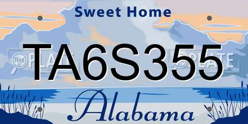 TA6S355 Alabama License Plate