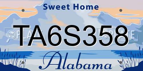 TA6S358 Alabama License Plate