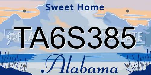 TA6S385 Alabama License Plate