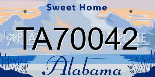 TA70042 Alabama License Plate