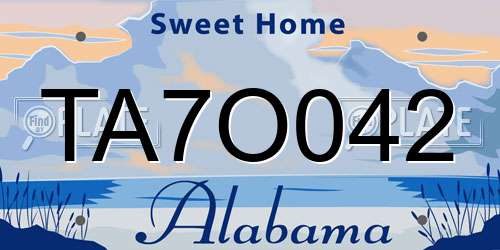 TA7O042 Alabama License Plate