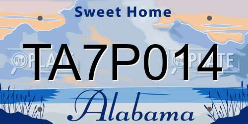 TA7P014 Alabama License Plate